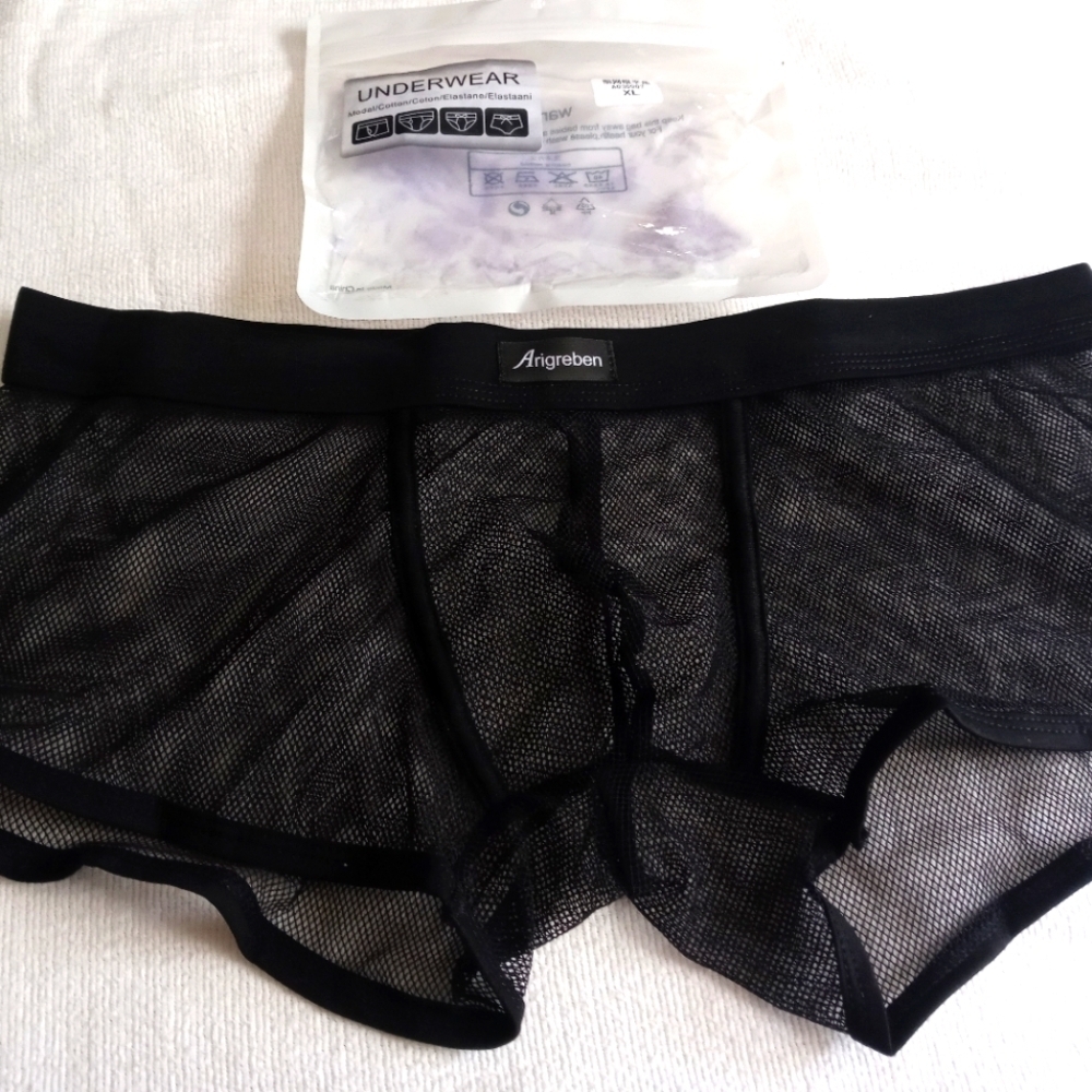 Brand new size extra large black men's transparent boxer briefs